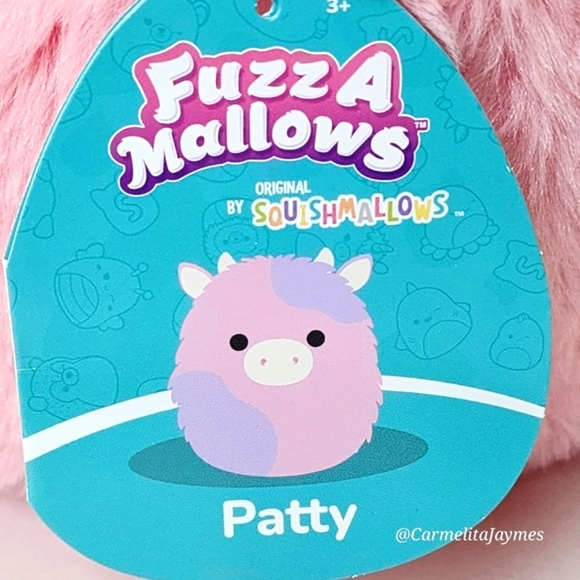 PATTY 🐮 HTF Pink & Purple Cow FuzzAMallow Original Squishmallow - Kelly Toy NWT - Picture 3 of 8